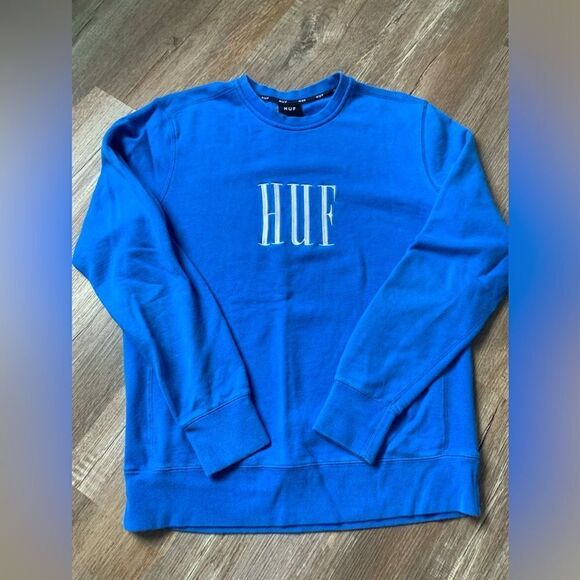 HUF Other - HUF Sweatshirt Crewneck Embroidered Blue White Size S